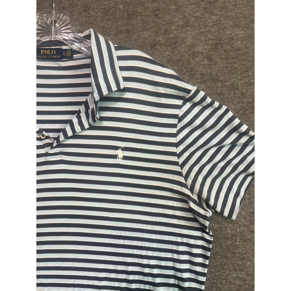 Polo Ralph Lauren Mens XL Striped Polo Shirt Blue Navy White Short Sleeve Pony